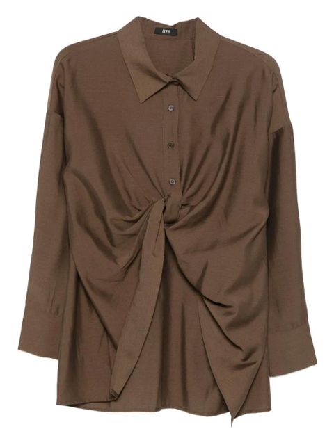 Eleh twisted-front cotton shirt - Brown - zdjęcie produktu nr 1