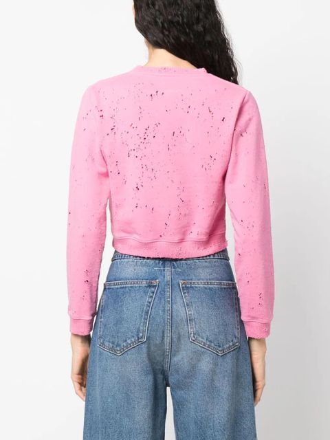 MM6 Maison Margiela distressed logo-print sweatshirt - Pink