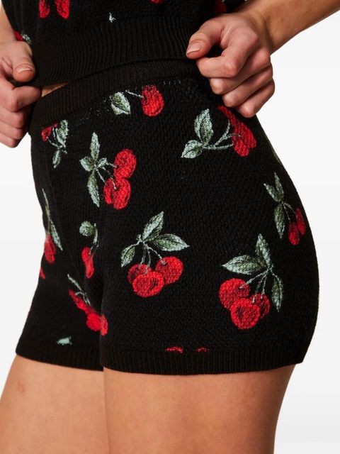 TWINSET cherry-pattern shorts - Black