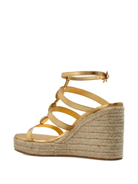 Gianvito Rossi beaded strappy wedge trainers - Gold