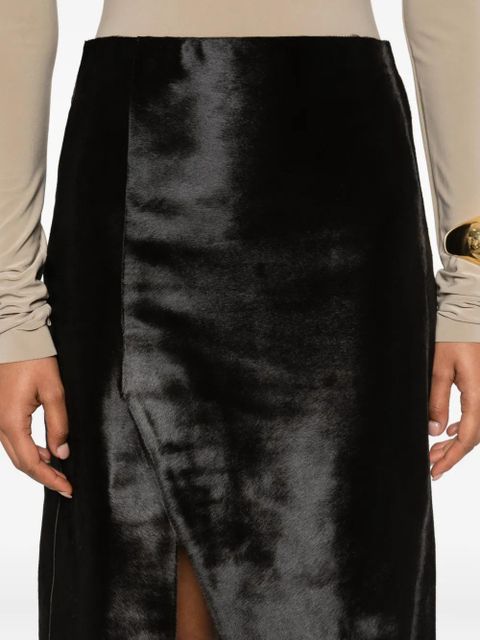 LouLou de Saison side-split calf-hair skirt - Brown