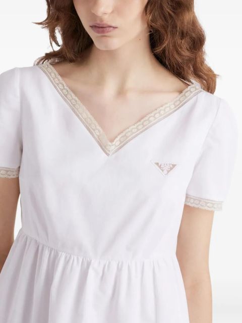 Prada lace-trimmed mini dress - White