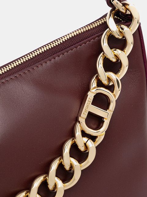 Twinset torebka skórzana kolor bordowy 252TB7161