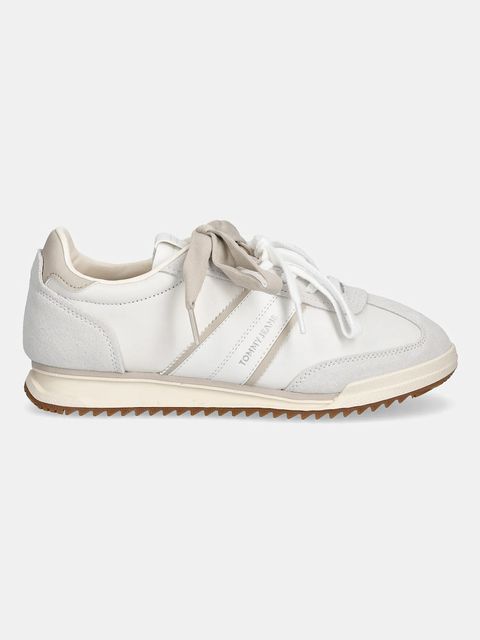 Tommy Hilfiger sneakersy skórzane TJW LOW PROFILE RUNNER LTHR MIX damskie kolor beżowy EN0EN03001