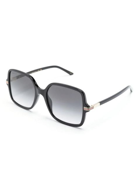 Gucci Eyewear logo-engraved oversize-frame sunglasses - Black - zdjęcie produktu nr 2