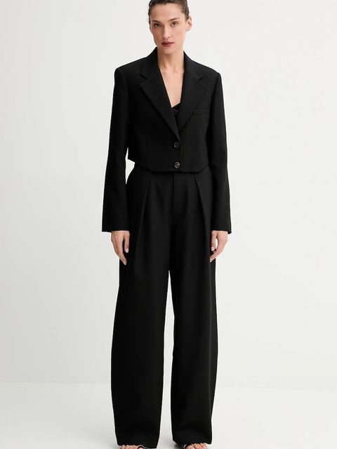 Miss Sixty spodnie wełniane damskie kolor czarny szerokie high waist 6S3PJ57700 - zdjęcie produktu nr 2