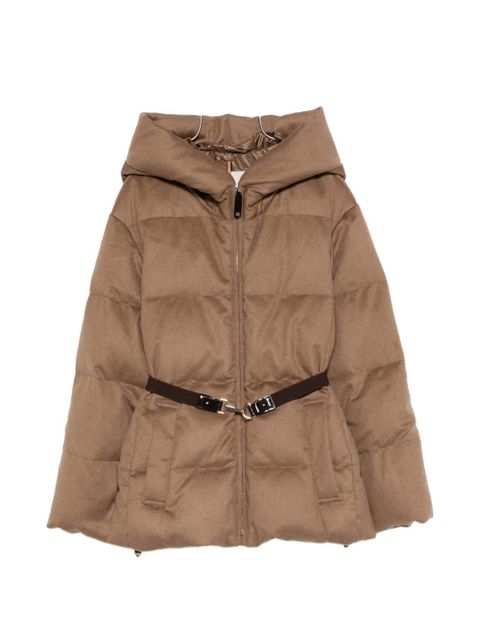 Max Mara hooded belted quilted jacket - Brown