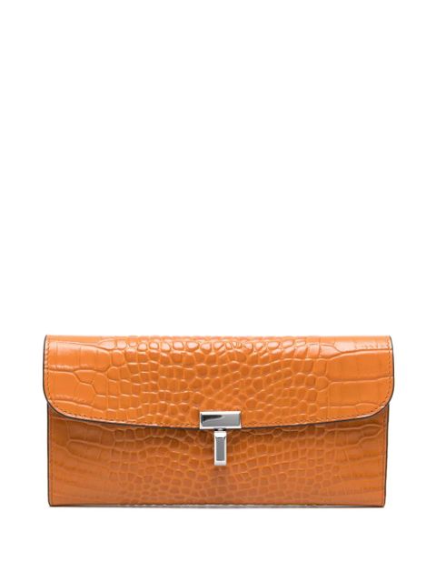 TOTEME T-lock crocodile-embossed wallet - Orange - zdjęcie produktu nr 1