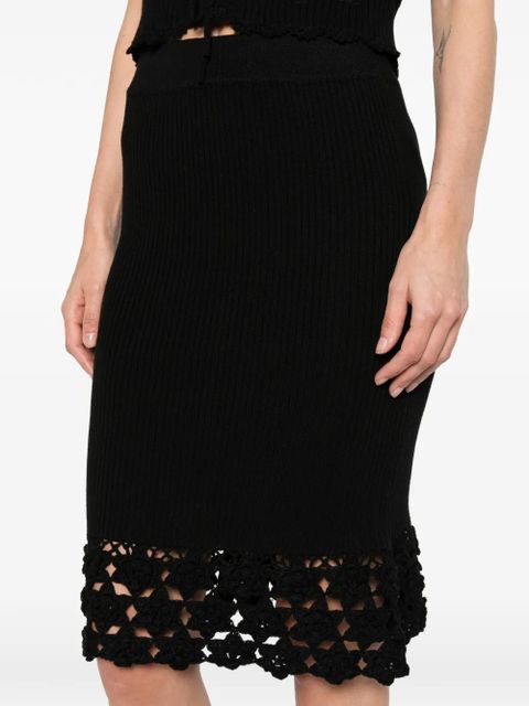 GANNI crochet midi skirt - Black