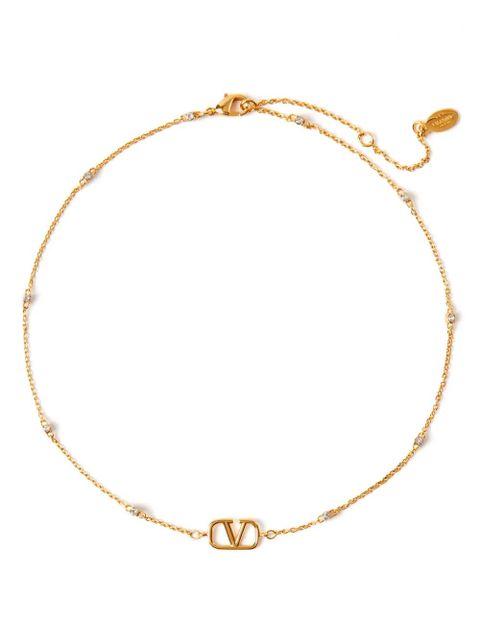 Valentino Garavani VLogo Signature crystal-embellished necklace - Gold - zdjęcie produktu nr 1