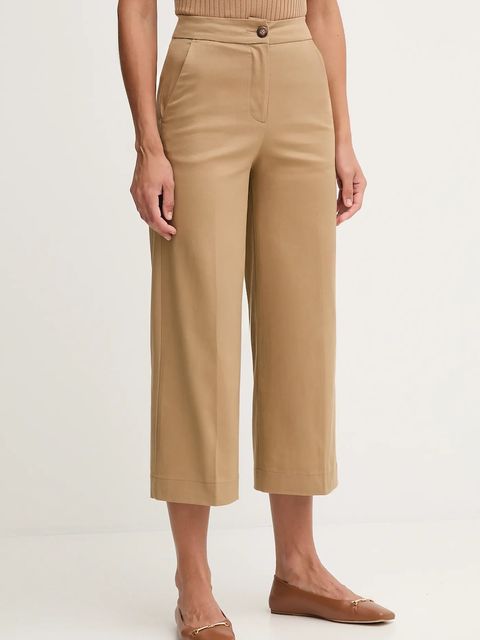 United Colors of Benetton spodnie damskie kolor zielony szerokie high waist 4SJCDF09W - zdjęcie produktu nr 1