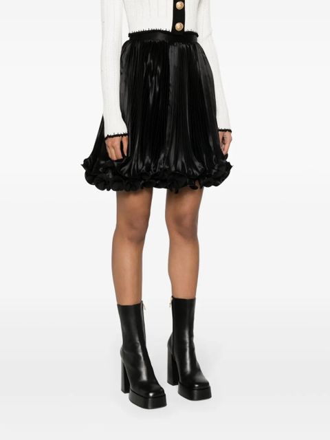 Balmain pleated satin mini skirt - Black