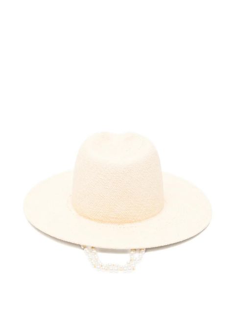 Ruslan Baginskiy pearl-chain straw fedora hat - Neutrals - zdjęcie produktu nr 2