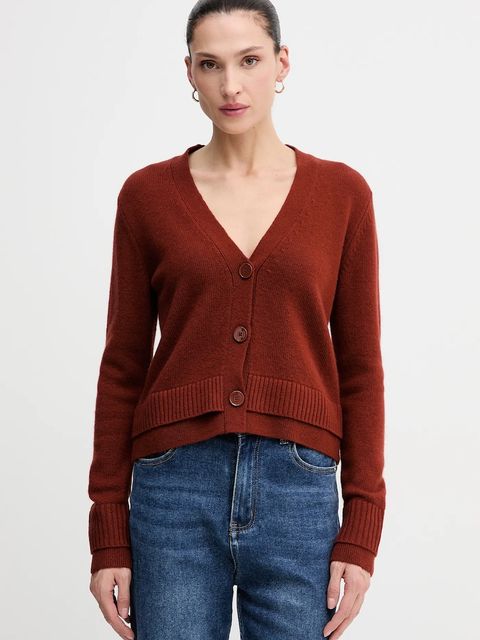 Sisley kardigan z dodatkiem wełny damski kolor pomarańczowy lekki 122WL602S - zdjęcie produktu nr 1