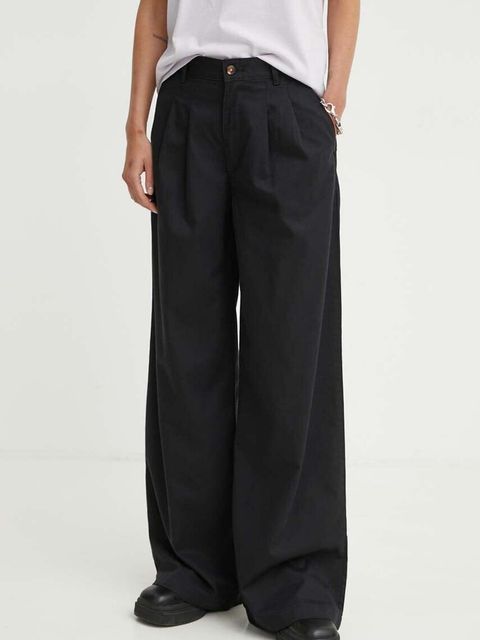 Levi's spodnie PLEATED WIDELEG damskie kolor czarny szerokie high waist
