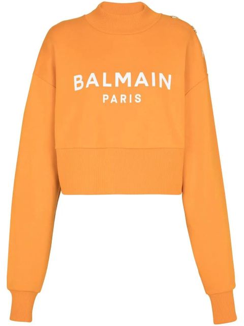 Balmain logo-print organic-cotton sweatshirt - Orange - zdjęcie produktu nr 1