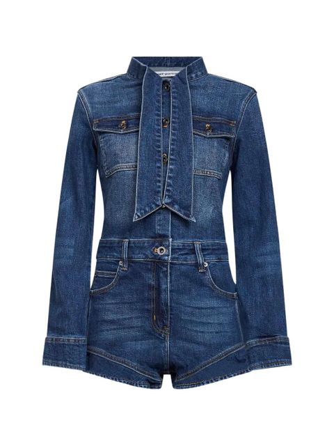 Self-Portrait pussy-bow playsuit - Blue - zdjęcie produktu nr 1