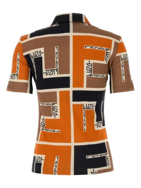 FENDI Maxi FF Puzzle-print polo shirt - Orange - zdjęcie produktu nr 2