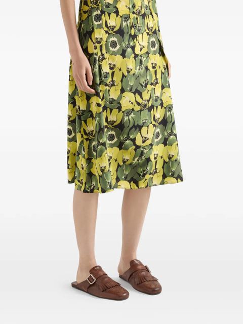 Prada printed crepe de chine dress - Yellow