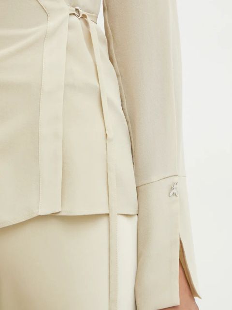 Patrizia Pepe koszula jedwabna kolor beżowy regular z kołnierzykiem klasycznym 8C0759 A156