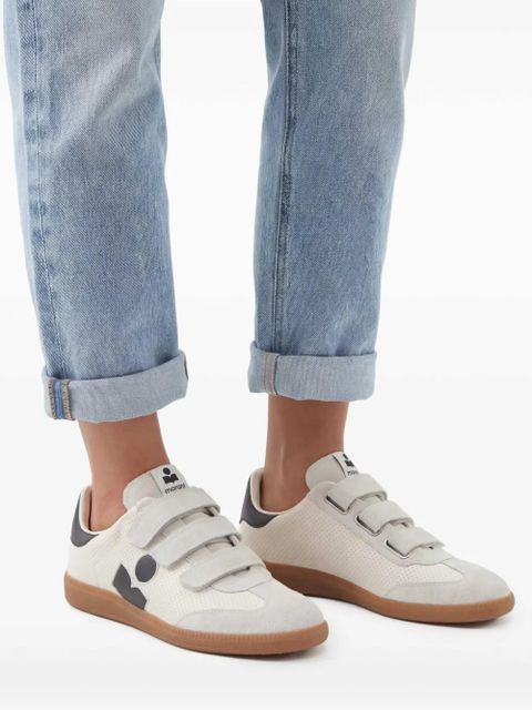 ISABEL MARANT perforated side-logo beth sneakers - Neutrals