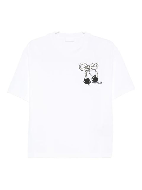 Moncler bow-embroidered T-shirt - White