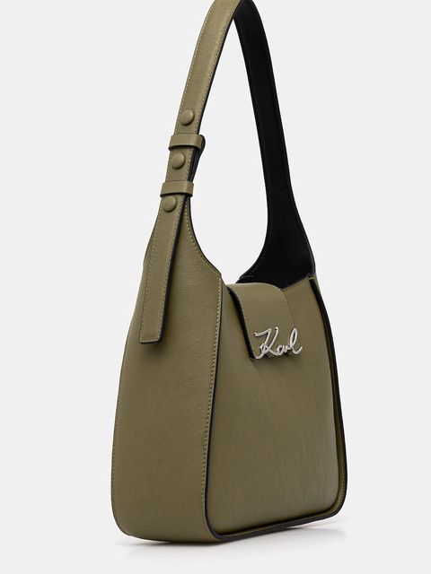 Karl Lagerfeld torebka skórzana K/SIGNATURE kolor zielony A1W30434 - zdjęcie produktu nr 2