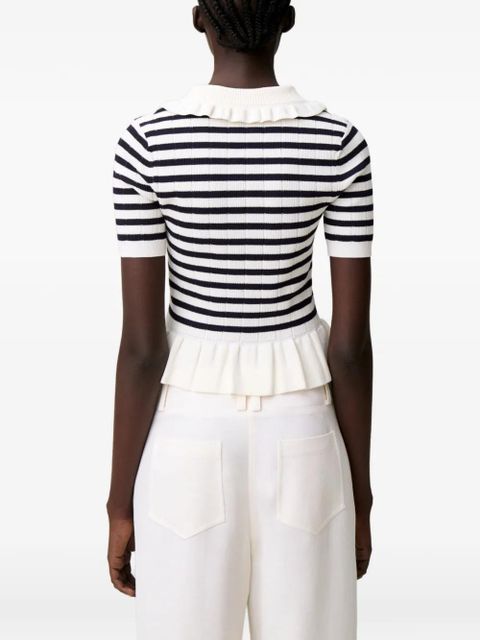 Claudie Pierlot striped ruffled sweatshirt - Neutrals