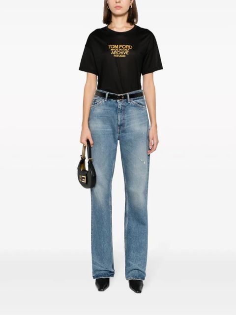 TOM FORD logo-print silk T-shirt - Black - zdjęcie produktu nr 2