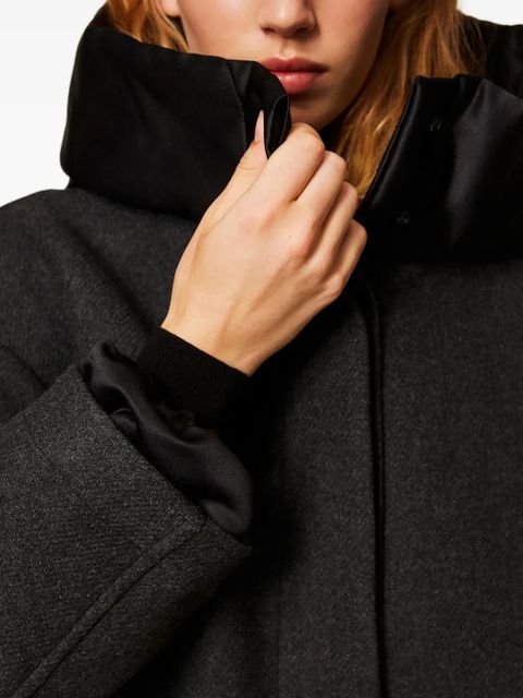 TWINSET hooded single-breasted coat - Black