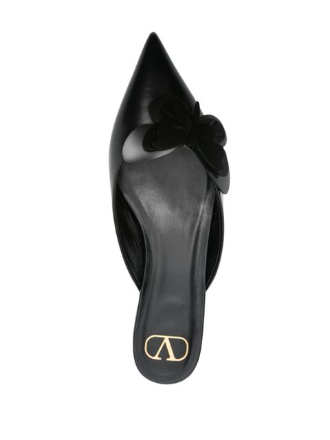 Valentino Garavani butterfly-appliqué slippers - Black