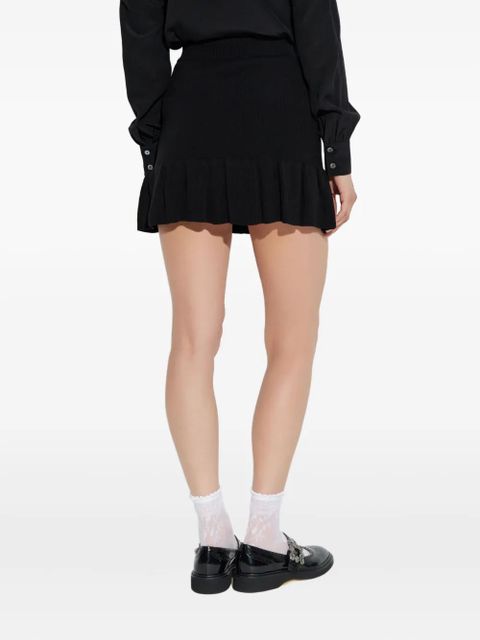 Alessandra Rich pearl-embellished ruffled skirt - Black