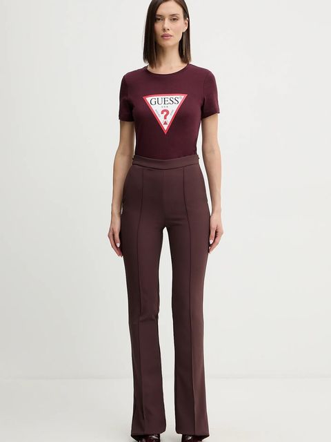 Guess t-shirt bawełniany damski kolor bordowy W1YI1B I3Z14