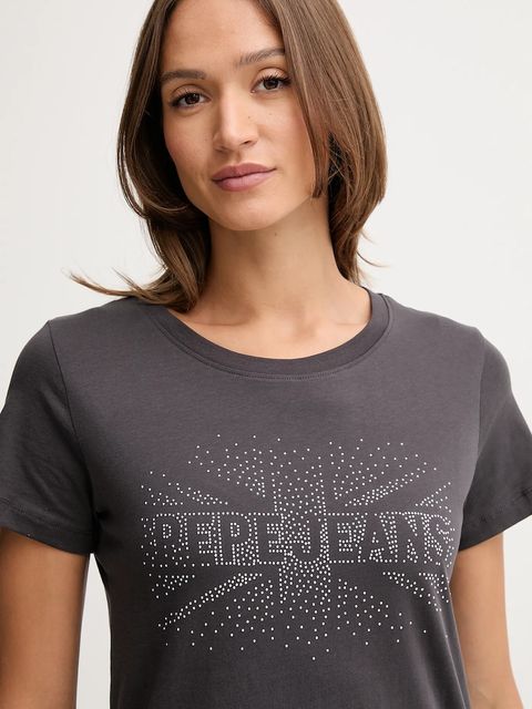 Pepe Jeans t-shirt bawełniany damski kolor szary PL5000026