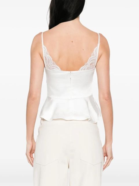 Self-Portrait satin lace top - White