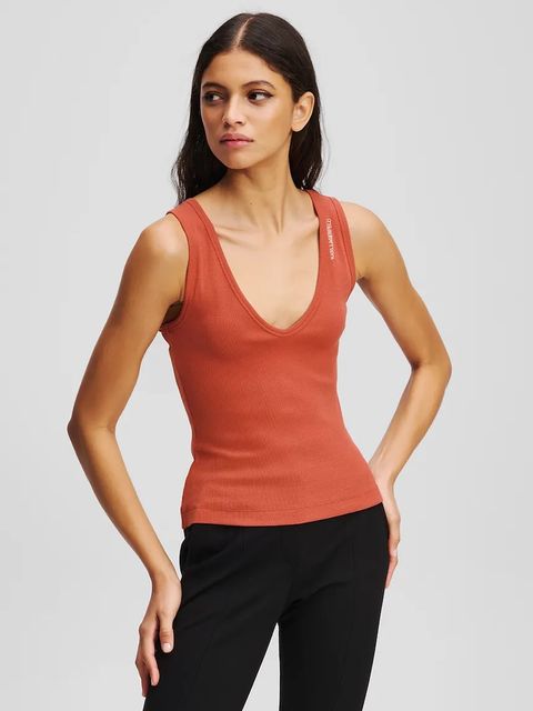 Karl Lagerfeld top bawełniany kolor pomarańczowy A3W17005 - zdjęcie produktu nr 1