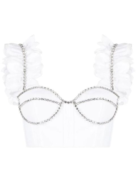 AREA crystal-embellished cropped top - White - zdjęcie produktu nr 1