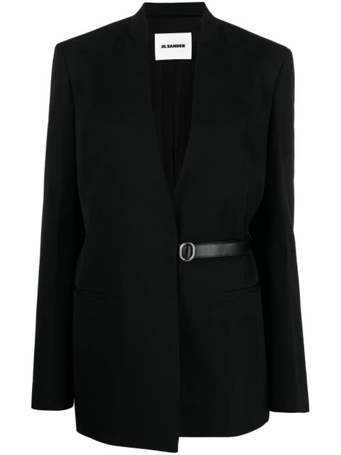 Jil Sander collarless belted blazer - Black - zdjęcie produktu nr 1
