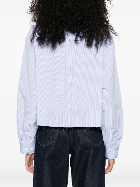 Miu Miu striped logo-embroidered shirt - Blue