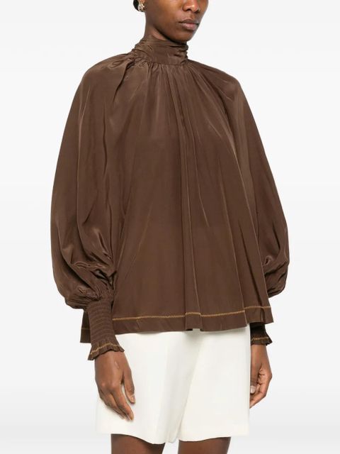 ALEMAIS high-neck blouse - Brown