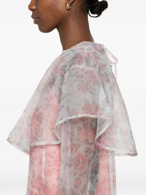 GANNI ruffled floral midi dress - White