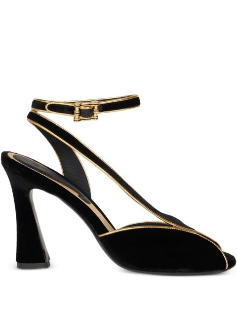 ETRO 90mm metallic-trim velvet high-heeled sandals - Black - zdjęcie produktu nr 1