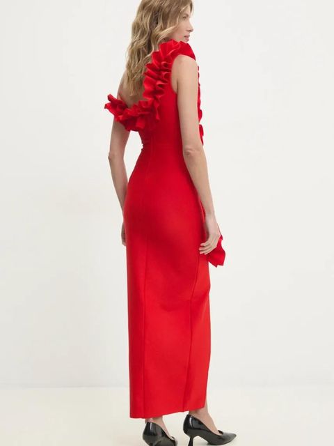 Answear.LAB sukienka kolor czerwony maxi dopasowana