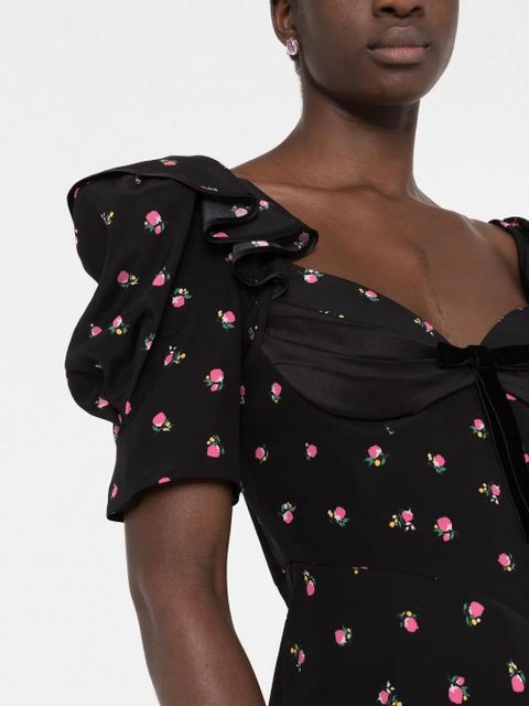 Alessandra Rich floral-print midi dress - Black