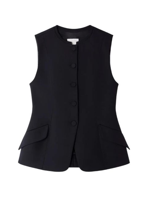 SANDRO Peplum buttoned front-pocket gilet - Black - zdjęcie produktu nr 1