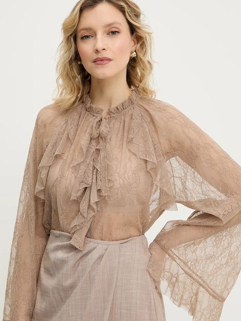 Answear.LAB bluzka damska kolor brązowy gładka