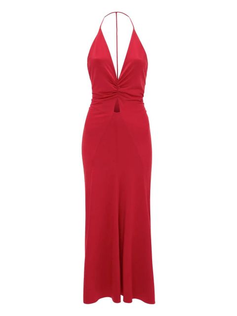 Victoria Beckham V-neck ruched midi dress - Red - zdjęcie produktu nr 1