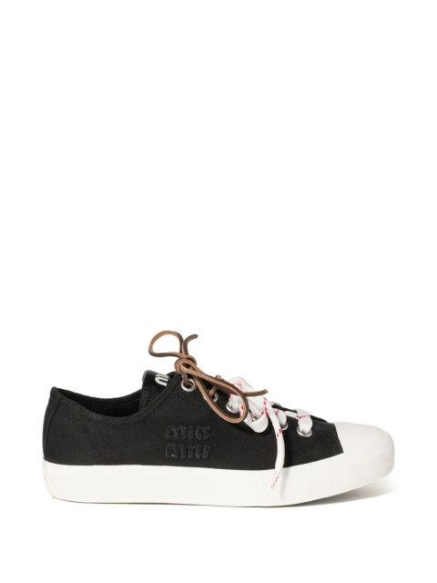Miu Miu washed-denim sneakers - Black
