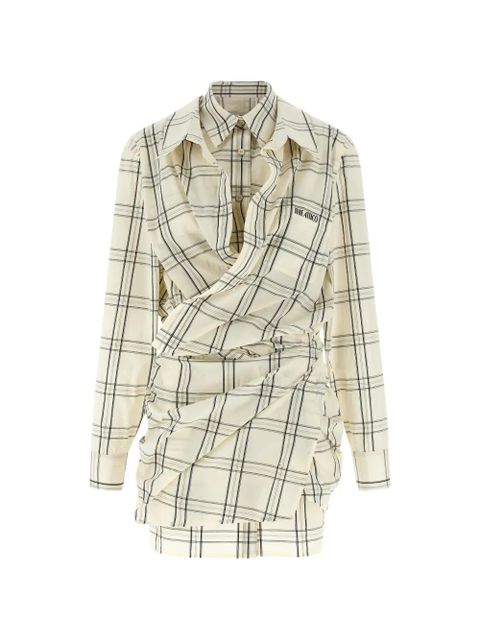 The Attico check-pattern embroidered mini dress - Neutrals - zdjęcie produktu nr 1