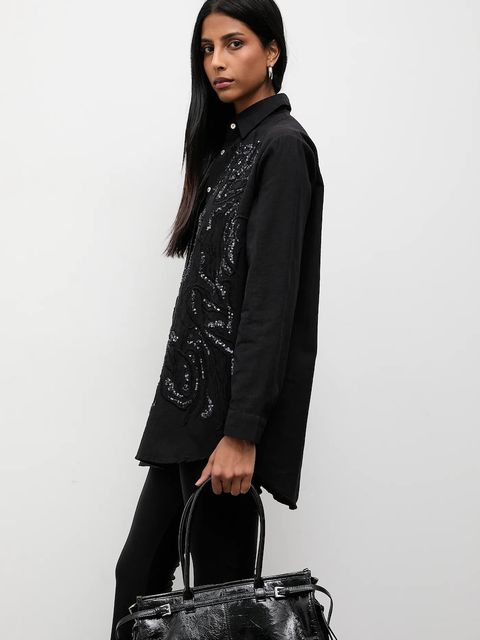 Answear.LAB koszula bawełniana damska kolor czarny regular z kołnierzykiem klasycznym